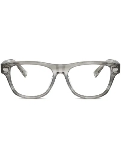 Brunello Cucinelli Bc3005 Rectangle-frame Glasses In Brown