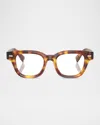 Brunello Cucinelli Bc3012 Acetate Blue Light Rectangle Glasses In Havana