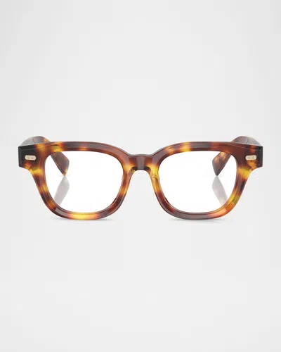 Brunello Cucinelli Bc3012 Acetate Blue Light Rectangle Glasses In Havana