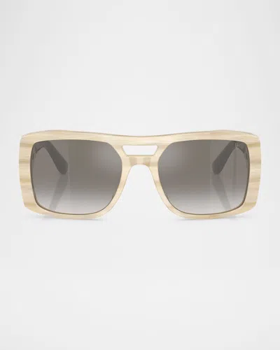 Brunello Cucinelli Bc4012s Square Acetate Sunglasses In Neutral