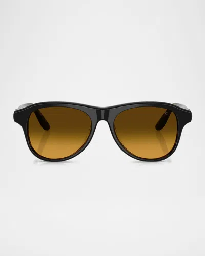 Brunello Cucinelli Bc4015s Acetate Aviator Sunglasses In Black