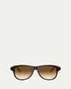 Brunello Cucinelli Bc4015s Acetate Aviator Sunglasses In Chocolate