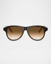 Brunello Cucinelli Bc4015s Acetate Aviator Sunglasses In Chocolate
