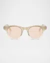 Brunello Cucinelli Bc4016s Acetate Round Sunglasses In White