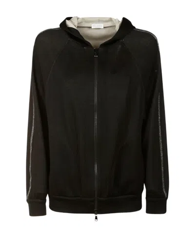 Brunello Cucinelli Bead-detail Hooded Jacket In Black