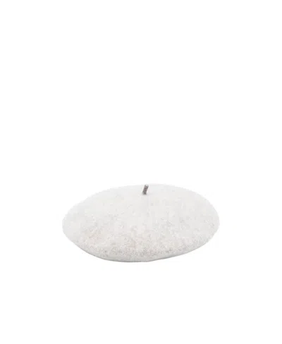 Brunello Cucinelli Bead Embellished Beret In White