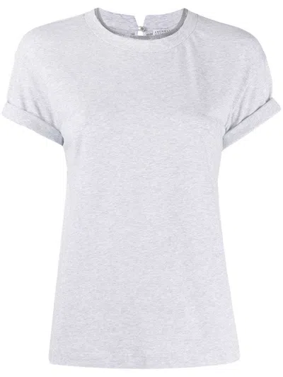 BRUNELLO CUCINELLI BRUNELLO CUCINELLI BEAD EMBELLISHED COLLAR T-SHIRT