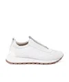 Brunello Cucinelli Women Slip On Sneakers In Leather And Fabric In Neutral