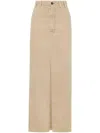 Brunello Cucinelli Beige Cotton Denim Effect Long Skirt In Neutrals