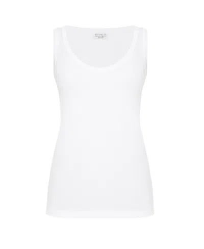 Brunello Cucinelli Bead-embellished Top In White