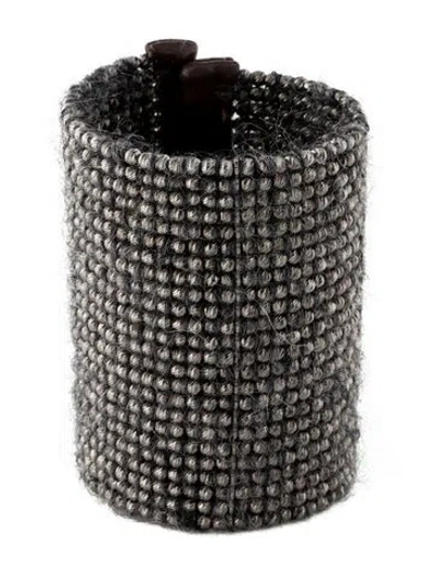 Pre-owned Brunello Cucinelli Bead, Leather & Fabric Cuff Bracelet, 6.5" In Multi