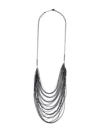 Pre-owned Brunello Cucinelli Bead Long Multi Layer Necklace, 34.5" In Blue