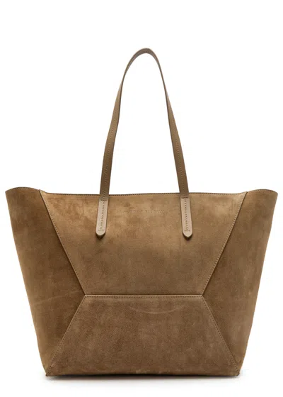 Brunello Cucinelli Bead Medium Suede Tote Bag In Purple