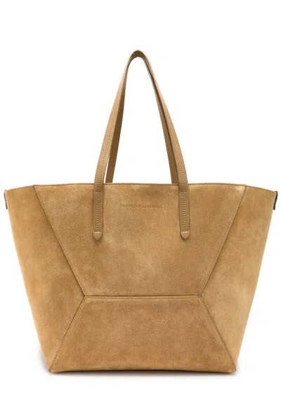 Brunello Cucinelli Bead Medium Suede Tote In Brown