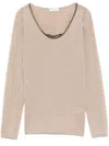 Brunello Cucinelli Lightweight Knit Crewneck Sweater In Pink