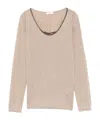Brunello Cucinelli Lightweight Knit Crewneck Sweater In Pink
