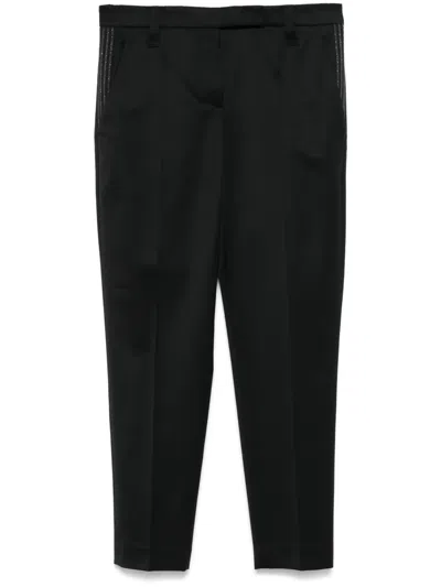 Brunello Cucinelli Bead-trim Trousers In Black
