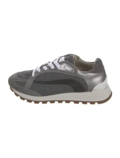 Pre-owned Brunello Cucinelli Beaded Accents Athletic Sneakers In Gray