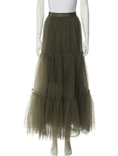 Pre-owned Brunello Cucinelli Beaded Accents Long Skirt In Green