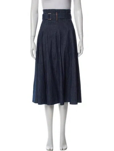 Pre-owned Brunello Cucinelli Beaded Accents Midi Length Skirt In Blue