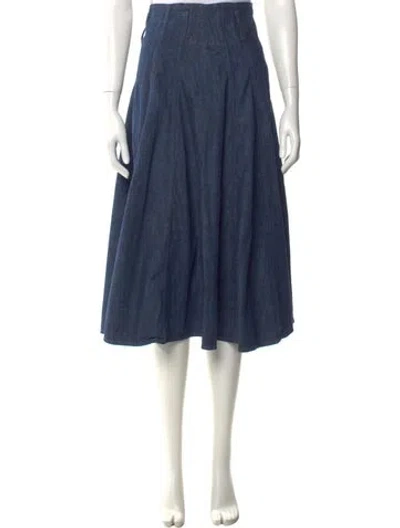 Pre-owned Brunello Cucinelli Beaded Accents Midi Length Skirt In Blue