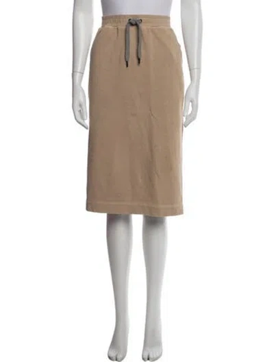 Pre-owned Brunello Cucinelli Beaded Accents Midi Length Skirt In Neutrals