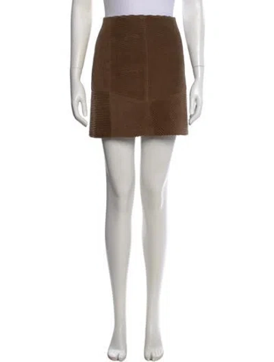 Pre-owned Brunello Cucinelli Beaded Accents Mini Skirt In Brown