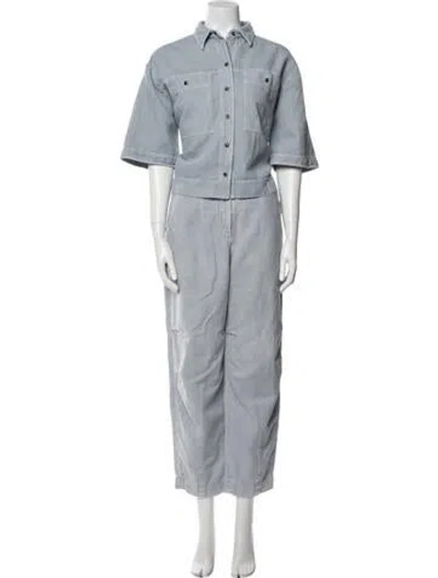 Pre-owned Brunello Cucinelli Beaded Accents Pant Set In Blue