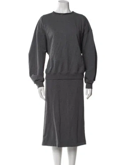 Pre-owned Brunello Cucinelli Beaded Accents Skirt Set In Gray
