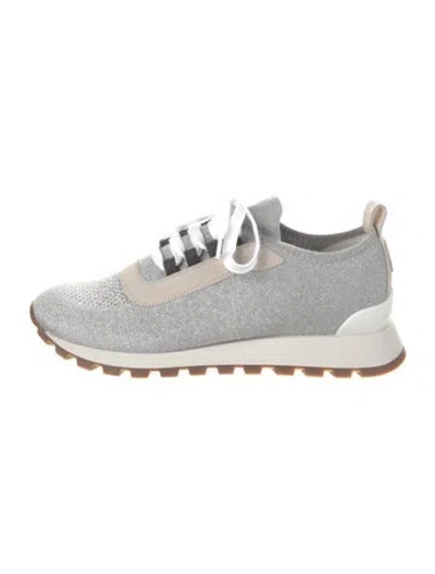 Pre-owned Brunello Cucinelli Beaded Accents Sneakers In Gray