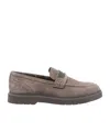 Brunello Cucinelli Beaded Almond Toe Penny Loafers In Gray