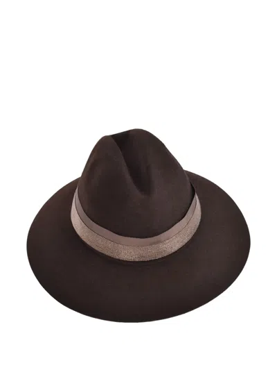 Brunello Cucinelli Beaded-band Felt Hat In Brown