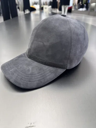 Brunello Cucinelli Beaded Baseball Cap In Gray