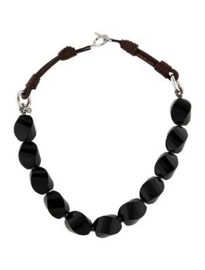 Pre-owned Brunello Cucinelli Beaded Choker Necklace, 16" In Black/brown