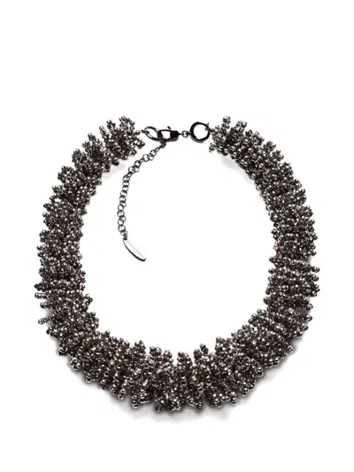 Brunello Cucinelli Beaded Choker Necklace In Metallic