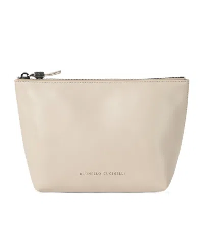 Brunello Cucinelli Beaded Clutch In White