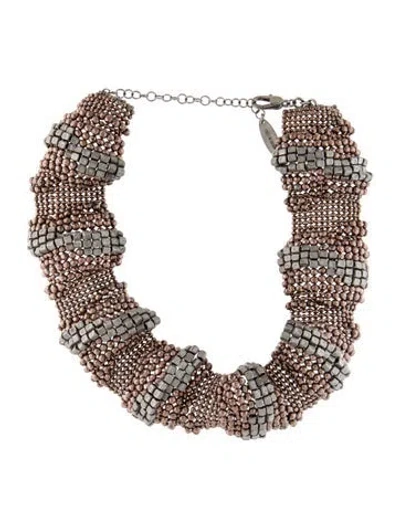 Pre-owned Brunello Cucinelli Beaded Collar Necklace, 16.5" In Multi