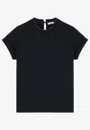 Brunello Cucinelli Short-sleeved T-shirt With Rolled Sleeves And Keyhole Detail In Black