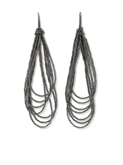 Brunello Cucinelli Beaded Earrings In Black