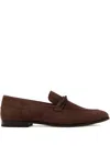 Brunello Cucinelli Suede Monili Strap Slip-on Loafers In Brown