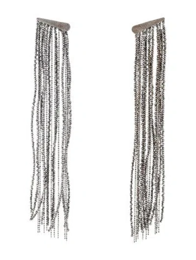 Pre-owned Brunello Cucinelli Beaded Fringe Drop Earrings In Multi
