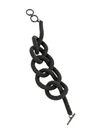 Pre-owned Brunello Cucinelli Beaded Knot Toggle Bracelet, 7" In Multi
