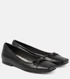 Brunello Cucinelli Beaded Leather Ballet Flats In Black