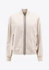 Brunello Cucinelli Monili-placket Napa Leather Bomber Jacket In Beige