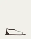Brunello Cucinelli Brown Sandals With Adjustable Buckle Closure And Monil Detail In Testa Moro
