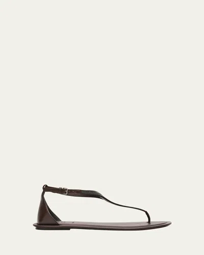 BRUNELLO CUCINELLI BEADED LEATHER T-STRAP SANDALS