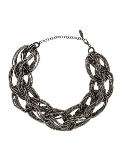 Pre-owned Brunello Cucinelli Beaded Link Choker Necklace, 21.75" In Gray