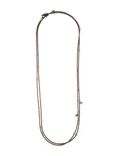 Pre-owned Brunello Cucinelli Beaded Long Station Necklace, 75.25" In Brown
