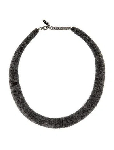 Pre-owned Brunello Cucinelli Beaded Mohair Monili Choker Necklace, 20.25" In Multi