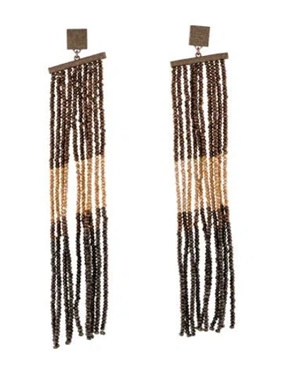 Pre-owned Brunello Cucinelli Beaded Monili Ombre Tassel Earrings In Multi